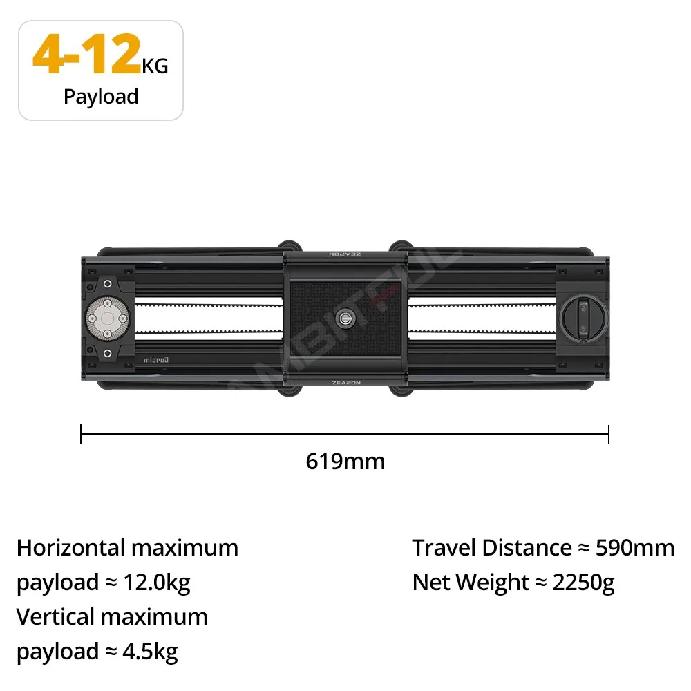 

ZEAPON Micro 3 M500 M700 M1000 E500 E700 E1000 Моторизованный слайдер Портативный двухдиапазонный слайдер DSLR-камера Видео PS-E1 PD-E1