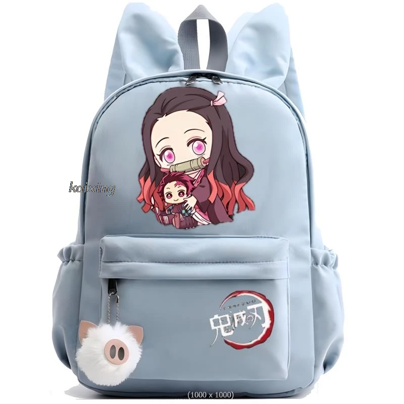 Ransel Anime Demon Slayer untuk anak laki-laki perempuan hilen tas sekolah kembali ke siswa Kawaii ransel tas ringan 3 warna