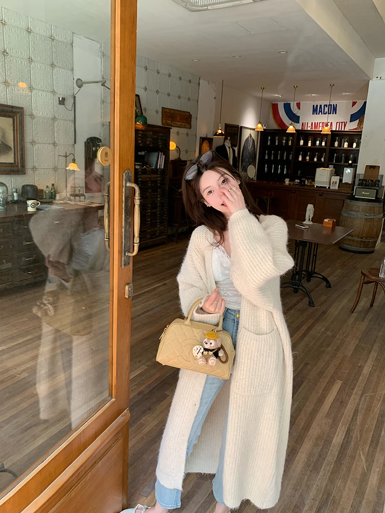 

Chen Dayau Lazy High-End Mid-Length Knitted Sweater Coat Women's Autumn Winter Thiened Loose Outerwear Knitted Jaet