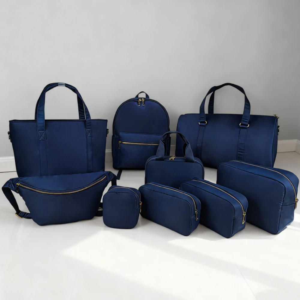 

Travel Makeup Bag Backpack Handbag Luggage Bag Set Navy Blue Outdoor Waterproof Waist Bag Lunch Bag First Travel Storage Set