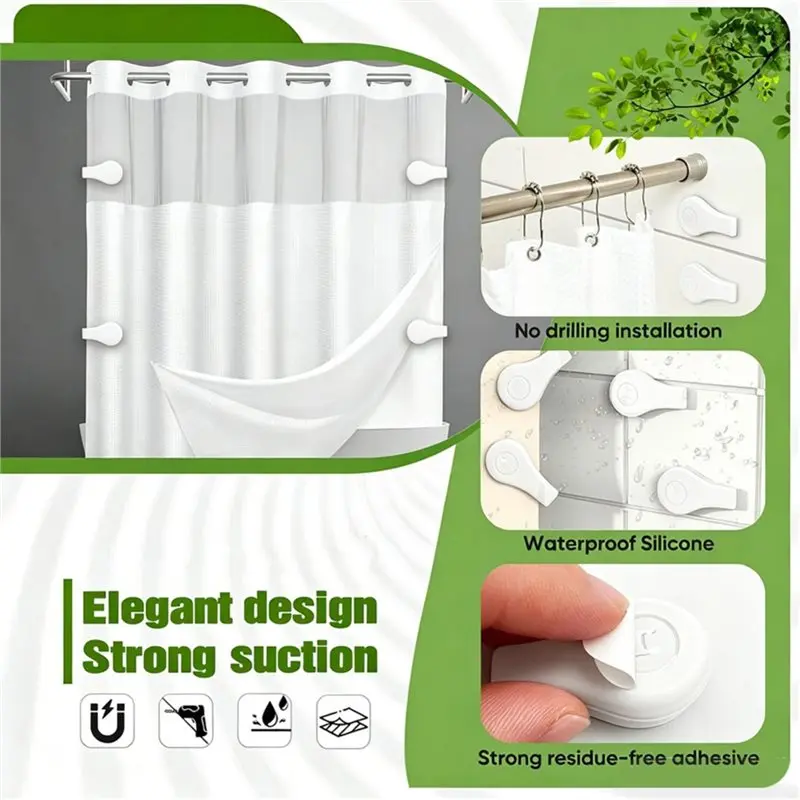 AFOURT-4er-Pack Magnetische Silikon-Duschvorhangclips Halten den Innenbezug Geschlossen – Detail 2