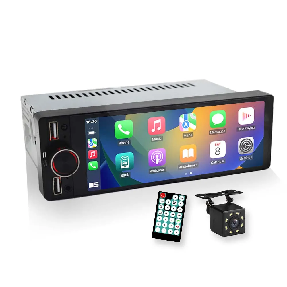 Single Din Carplay 6,36 Zoll Autoradio Auto DVD-Player Rückfahrkamera BT FM 2USB Auto MP5-Player