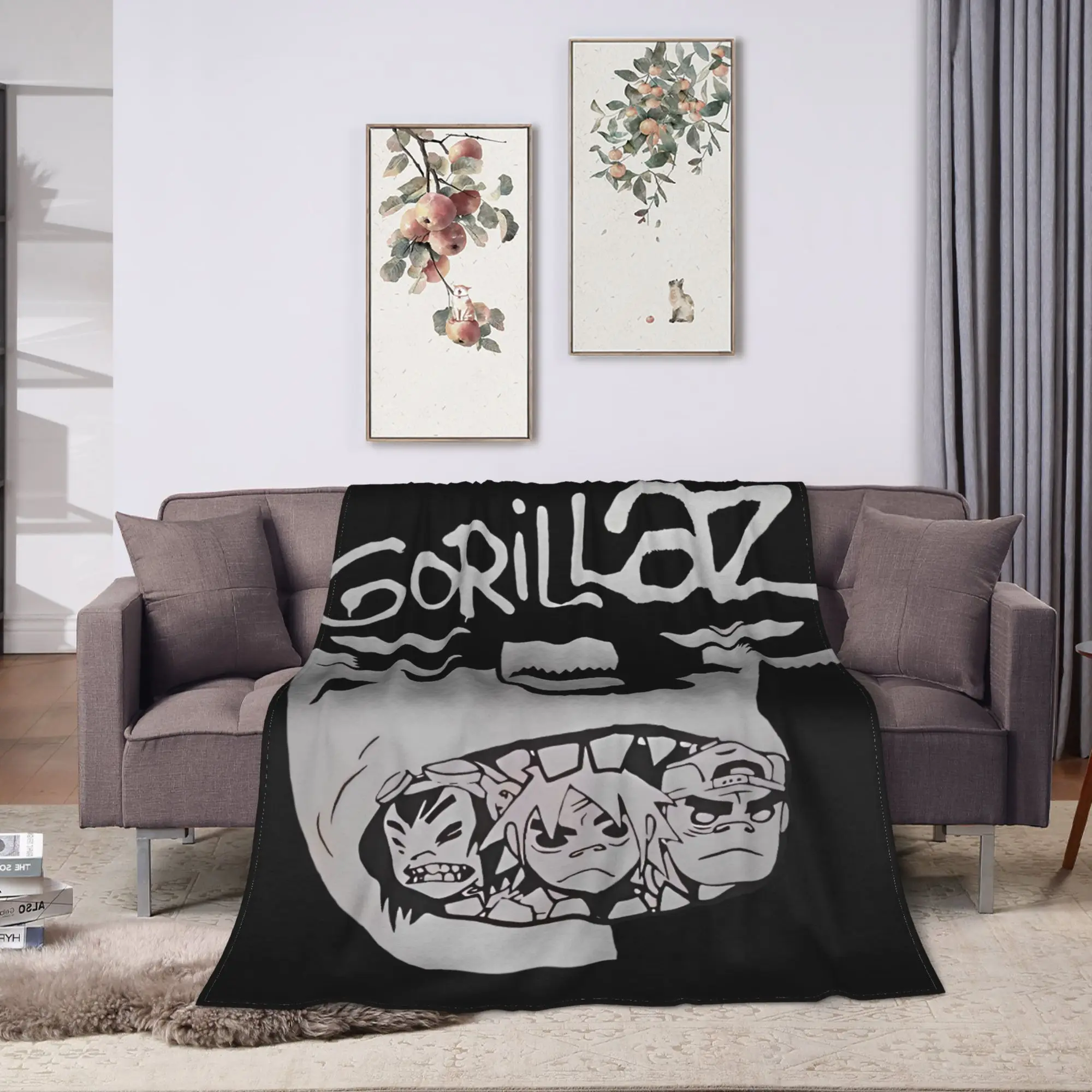 Music Band Gorillaz Warm Soft Blanket  Camping Plush Throw Blanket Novelty Outdoor Flannel Bedspread Sofa Bed Cover