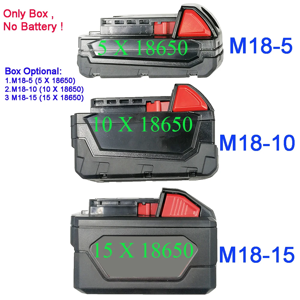 M18 batteria agli ioni di litio custodia in plastica PCB protezione di ricarica circuito Shell per Milwaukee 18V 3Ah 6Ah 9Ah alloggiamenti etichetta adesiva