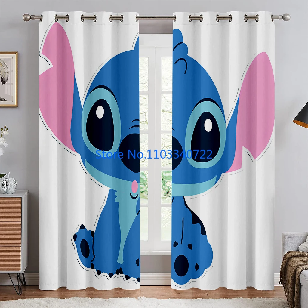 Anime Lilo & Stitch Monster Moon Window Curtain 184x215cm 3D Print Blackout Curtains Living Room Bedroom Decoe Custom Kids Gift