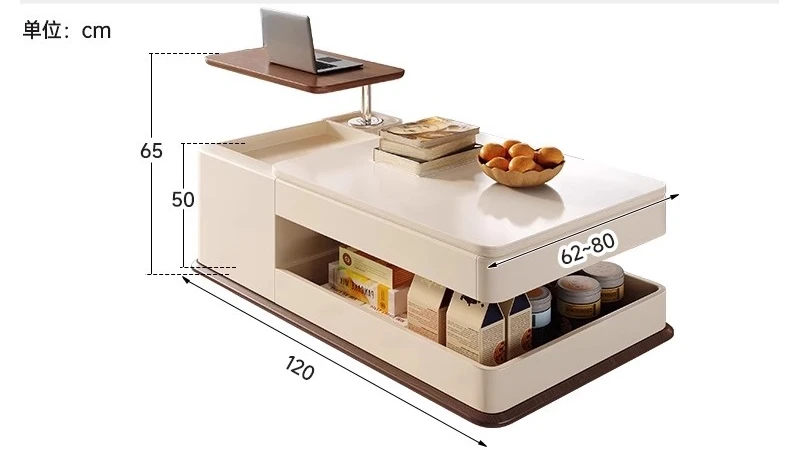 Retro style living room trolley lifting movable multi-functional storage small table