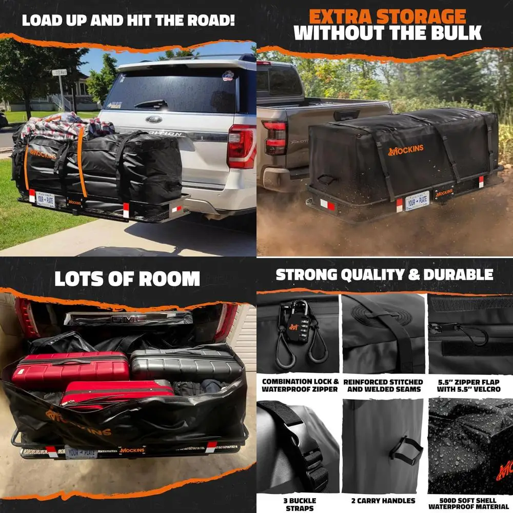 

Водонепроницаемая сумка-карго сцепка 16 кубических футов | Прочное виниловое хранилище 58x20x24 для сцепного устройства грузовика | Защищенный с ремнями и замком | Weatherpr