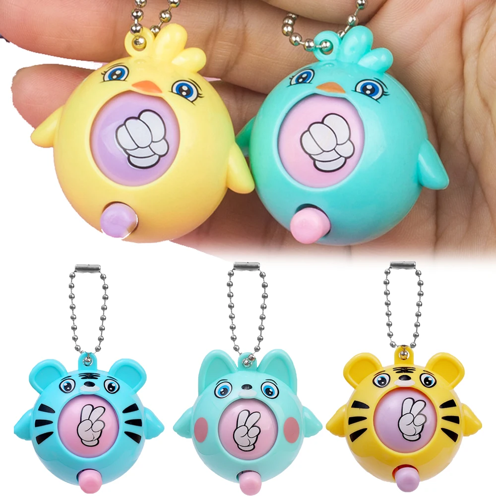 Rotating Animal Guessing Eggs Toy Children Double Interactive Rock Scissors Cloth Face Twisted Eggs Toy Student Key Chain Gift