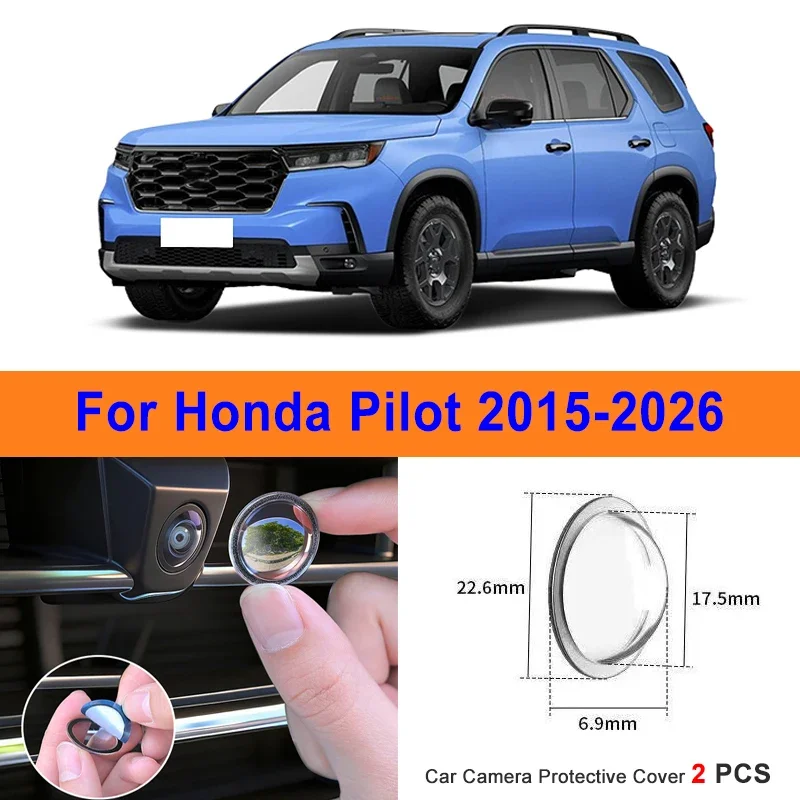 

360 Reverse Image Car Camera Cover Anti-Scratch PC Lens Protector Stickers For Honda Pilot 2015-2026 2Pcs