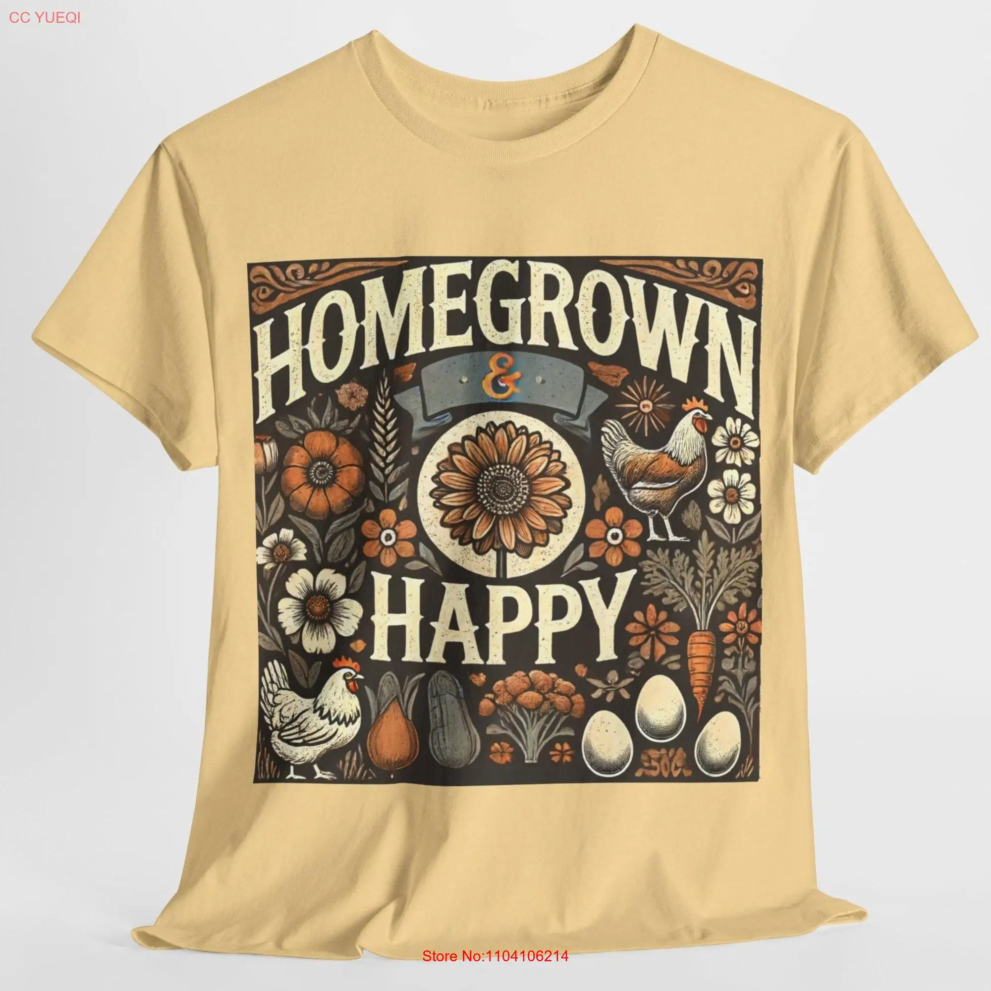 Homegrown and Happy Gardening Homestead Homesteading Farmer Farming T Shirt Heavy Cotton long or short sleeves