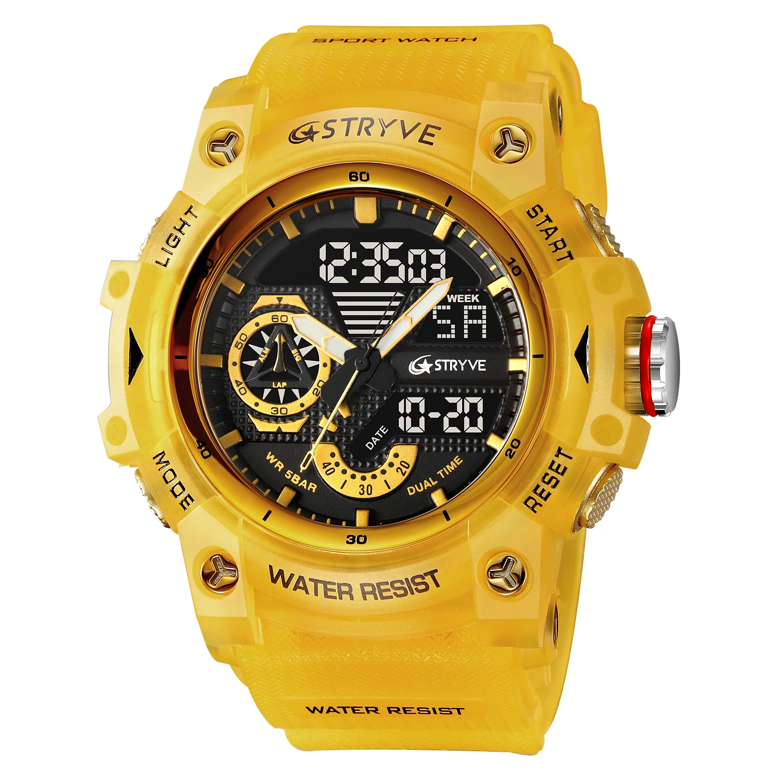 

New STRYVE Watch 8029 Popular Sports Men's Watch Good Quality Analog-Digital Dual Movement Calendar Luminous Waterproof Watches