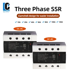 SSR Three Phase Solid State Relay 10A 25A 40A 60A 80A 100A 120A DC To AC AC To AC Three Phase SSR