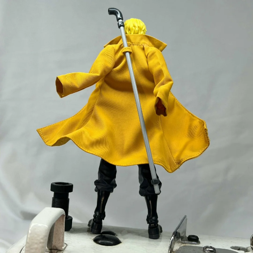 One piece SHF Anime Handmade Sabo tailored Generation Yellow long sleeved cloak Built In Iron Wire Is Suitable for 1/12 Toys