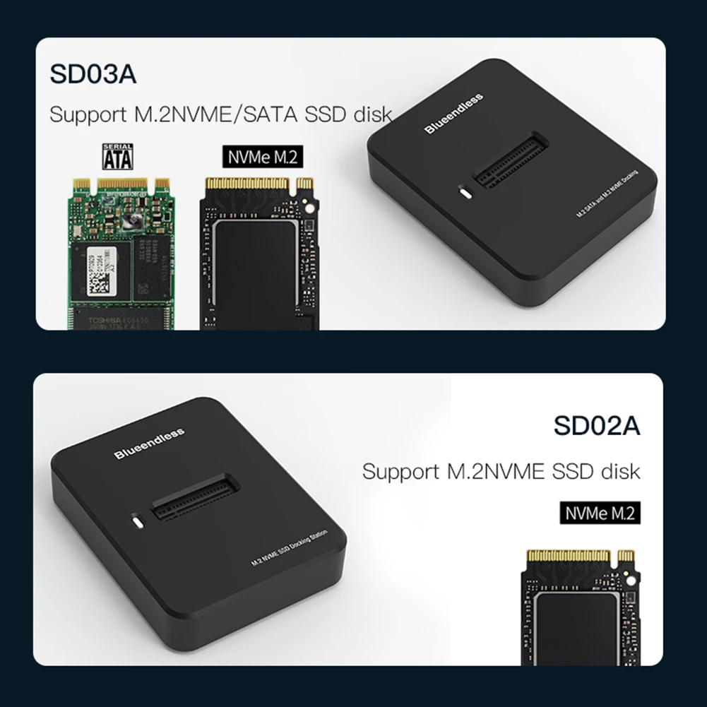 SSD 인클로저 어댑터 하드 드라이브 리더 도구, M.2 NVME SSD 케이스, 10G 온라인 읽기 쓰기 속도, M.2 NVME SD 도킹 스테이션용