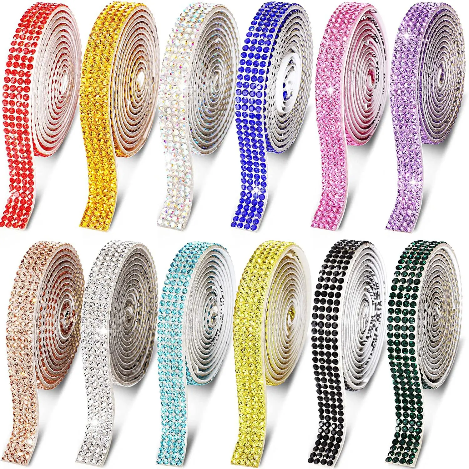 Self Adhesive Crystal Rhinestone Sticker Diamond Ribbon DIY Sticker Rhinestones Arts Crafts Car Phone Decoration