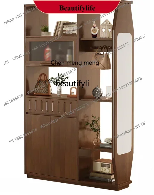 

D178 Y Chinese Style Solid Wood Entrance Cabinet Wall Shoe Double-Sided Wine Cabinet Home Porch Cabinet Living Room Partition