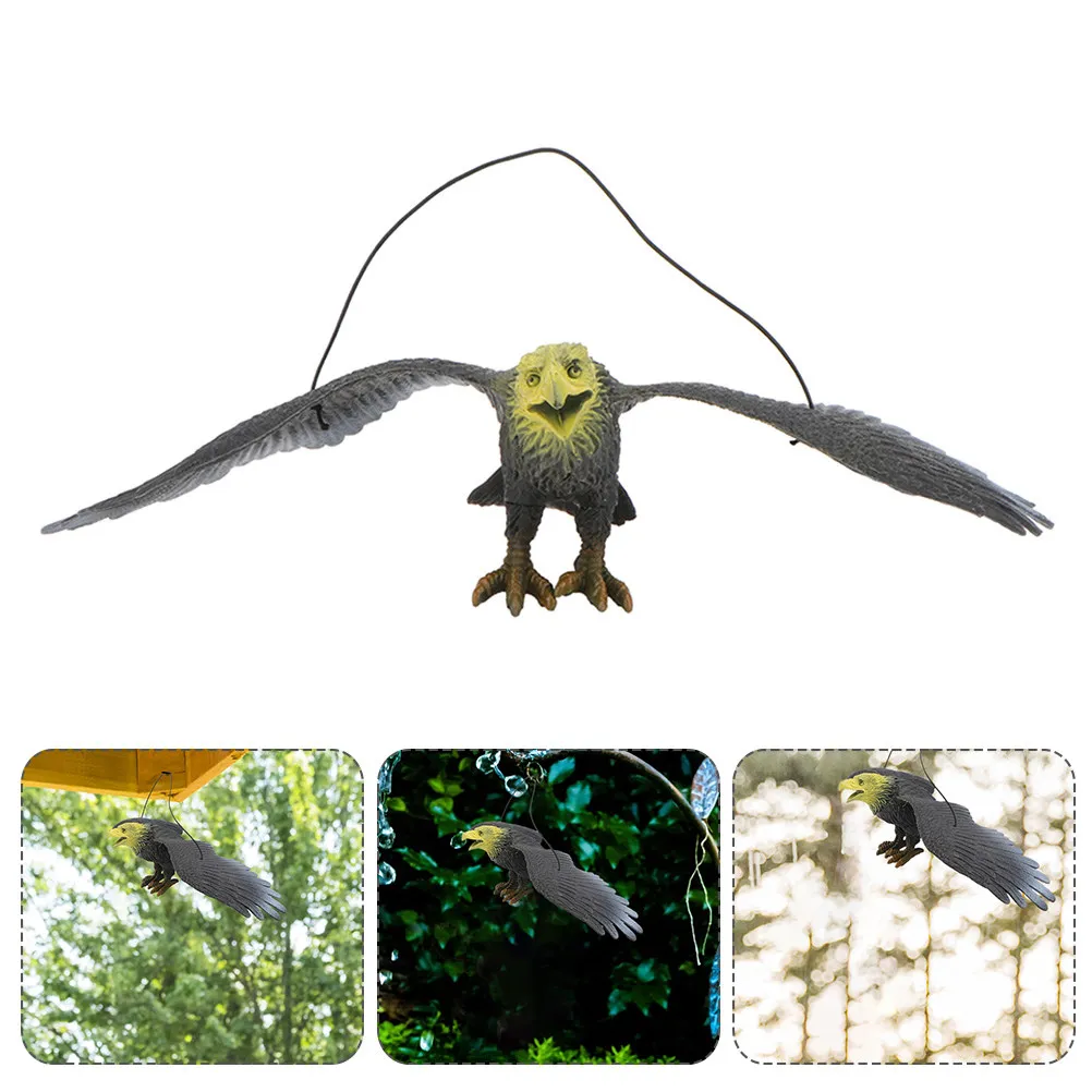 Eagle Bird Deterrent Hanging Garden Yard Outdoor Plastic Eagle Ornament Realistic Rotating Decoration for Trees Windows Patios