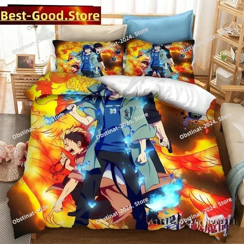 Fashion 3D Anime Blue Exorcist Bedding Set One Piece Printed single Comforter Duvet Cover Pillow Case 3 Pieces Kids Adult Size
