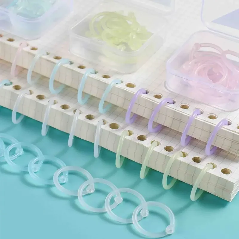 32pcs/box Colorful Loose Leaf Rings Kawaii Coil Notebook Binder Hoops DIY Album Card Making Circle Rings Office Binding Supplies