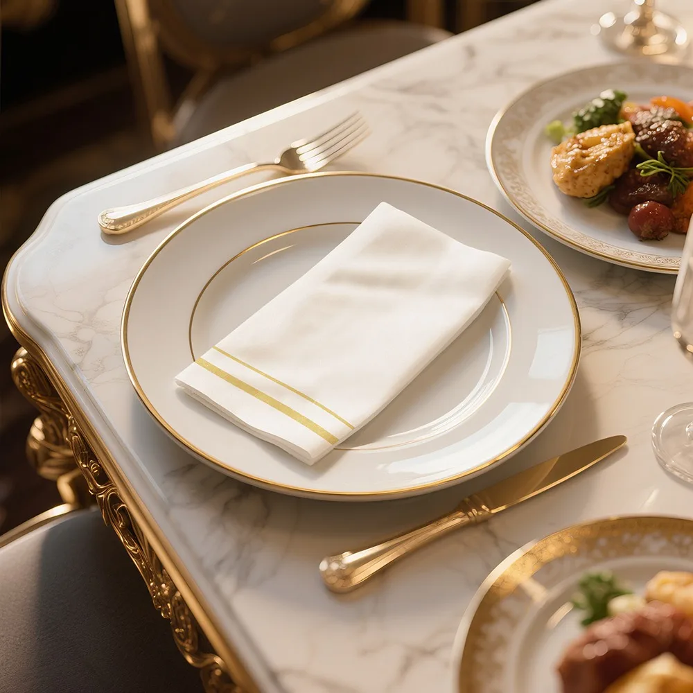 

50 Piece Dust-free Paper Disposable Table Napkin Striped Print Soft Table Towel Biodegradable Tissue Paper Birthday
