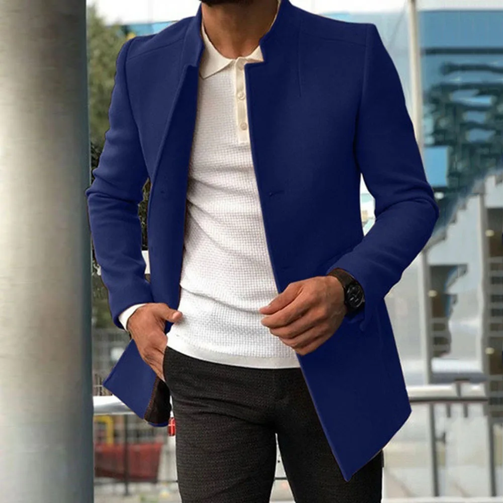 

Vintage Overcoat Man Clothing Men Black Khaki Jacket Fashion Coats Winter Windbreaker Business Long Coat Soild Classic Outerwear