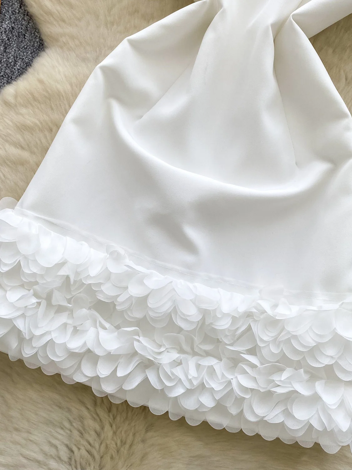 Ele rond Ne Svel taille haute gilet Dr femmes automne taille cintrée 3D dentelle garniture noeud jupe Dr