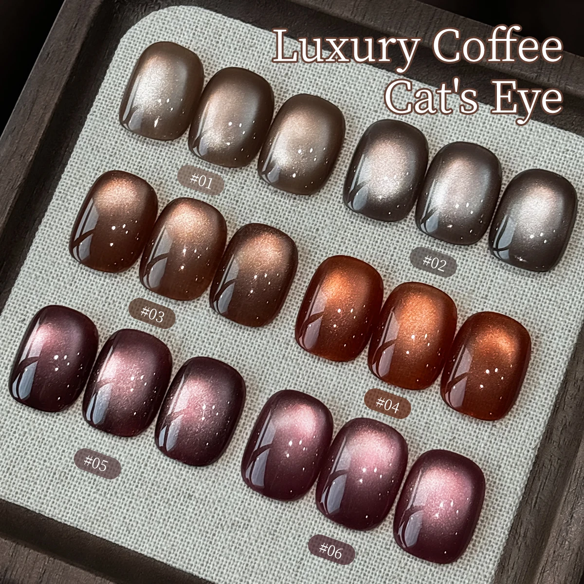 15ml Luxe Koffie Cat's Eye Nagelgel Polish Set met losweken UV LED Cat Eye Gel Polish Manicure Nail Art Gift Kit voor Kerstmis