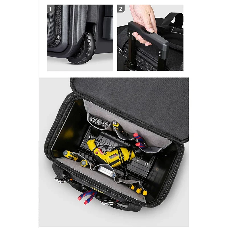 Multifunctional Pull Rod Tool Kit Repair After-sales ElectricianKit Durable Woodworking Drag Type Toolbox Storage Bag