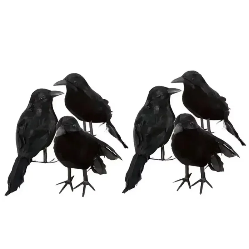 3pcs/set Halloween Black Crow Fakes Bird Feather Animal Festival Decoration Props Party Supplies Garden Statues Sculptures