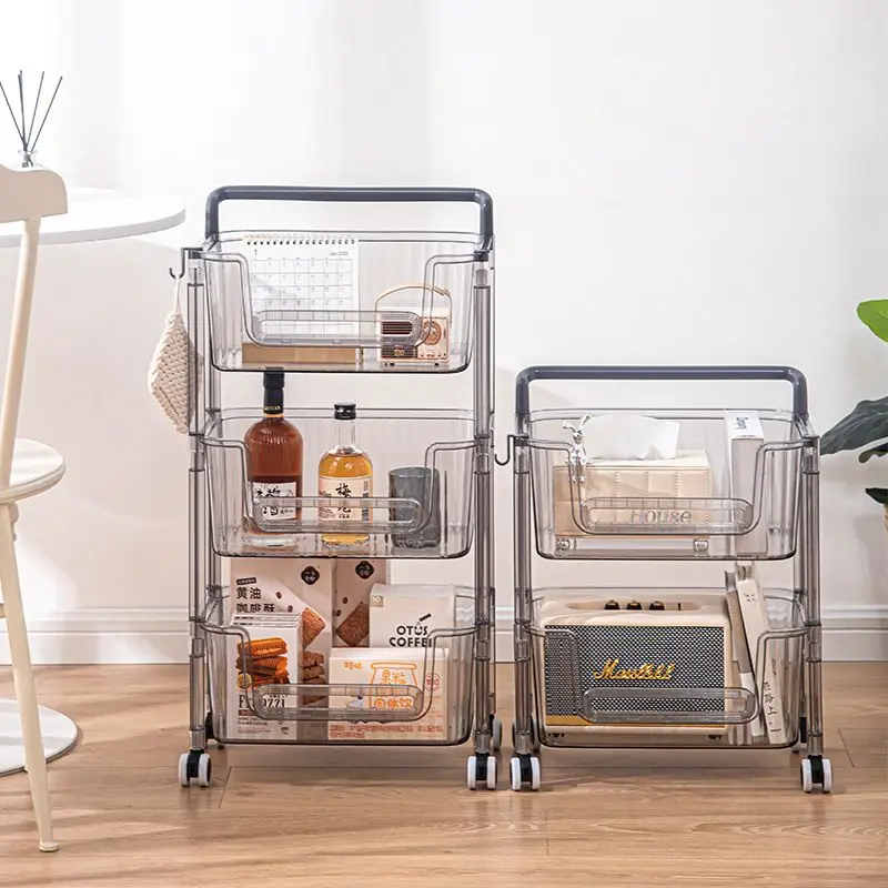 Kitchen Corner Small Cart Storage Rack Movable With Wheels For Bedroom Living Room Bathroom Snack Book Toy Storage Shelf