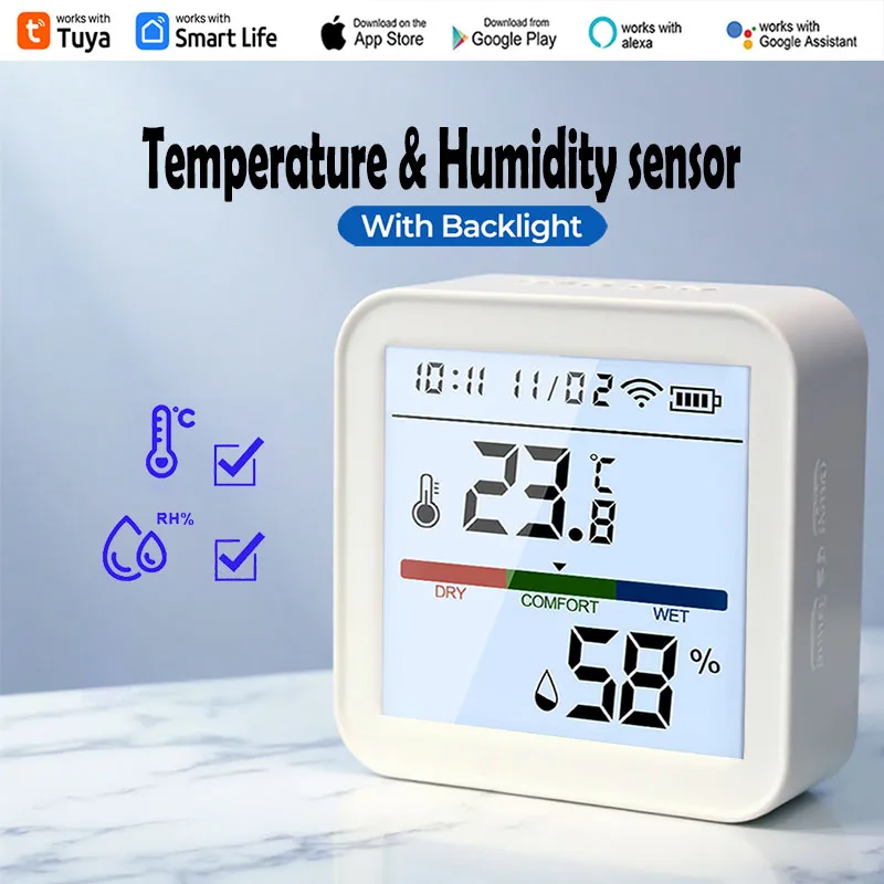 Sensor detector de temperatura e umidade TUYA WIFI/Zigbee ligação inteligente temperatura e umidade