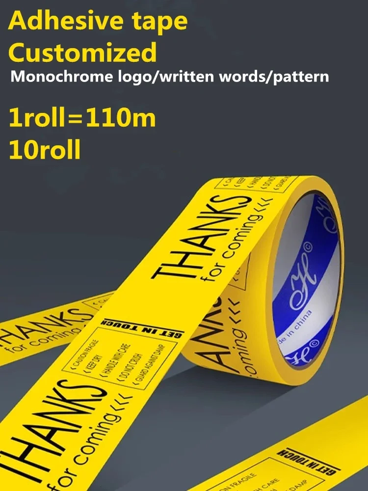 10Roll Adhesive Tape Customized Monochrome Logo Pattern Written Words Printing Transport House-moving Sealed Box Adhesive Tape