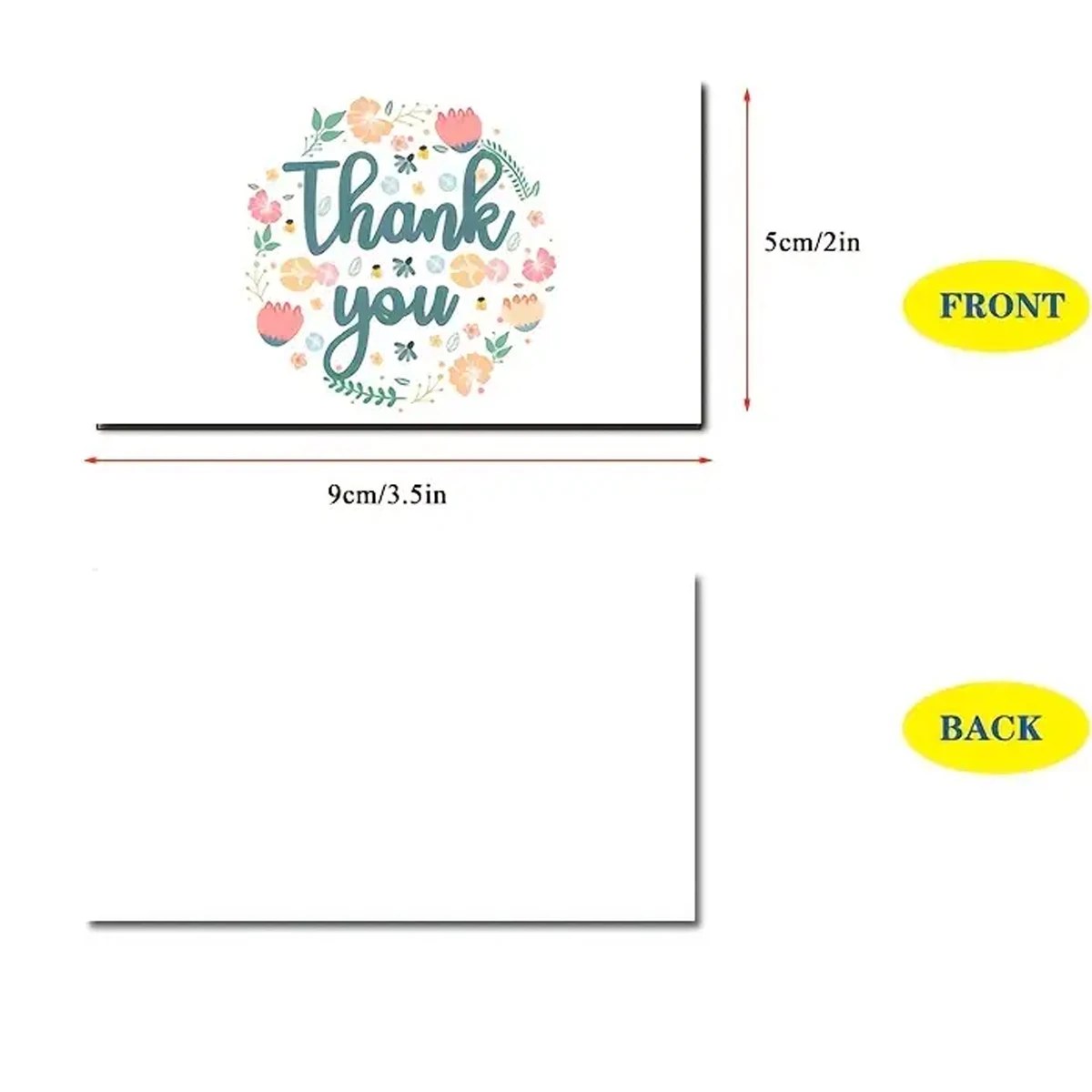 50pcs 2.1 X 3.5 Inch flowers Thank You Cards Small Business  For Your Support Cards ForWedding, Gift Cards, Christmas, Graduatio