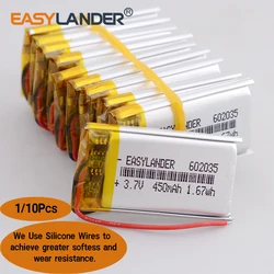 Silicone Wires 3.7V 450mAh​ 602035 Rechargeable Lithium Li-ion Polymer Battery For GPS Car Redmi Buds 4 Vitality Edition 062035