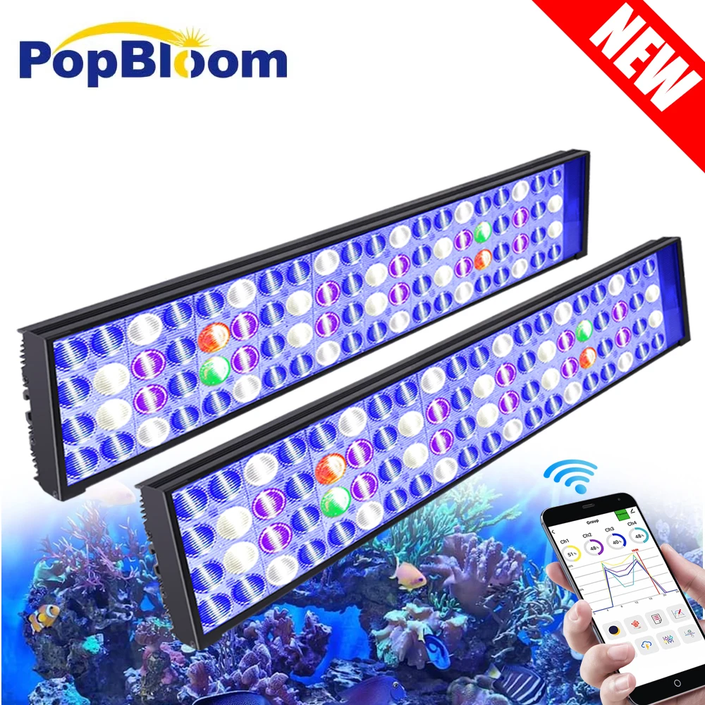 

Светодиодный светильник PopBloom-Marine Aquarium, лампа для морского аквариума полного спектра для коралловых рифов SPS LPS Growth, 130-170 см, 30 3 шт.
