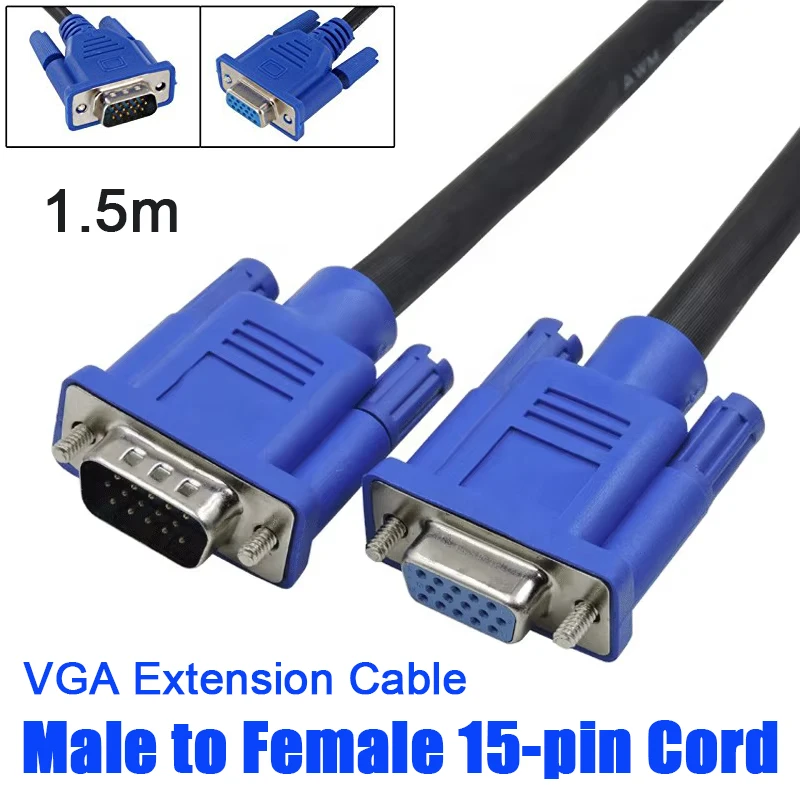 VGA Extension Cable LCD TV Monitor Male to Female 15-pin Cord Male to Female Vga Rgb Cable 6mm 3+2 Vga Cable 1080P HDTV Monitor