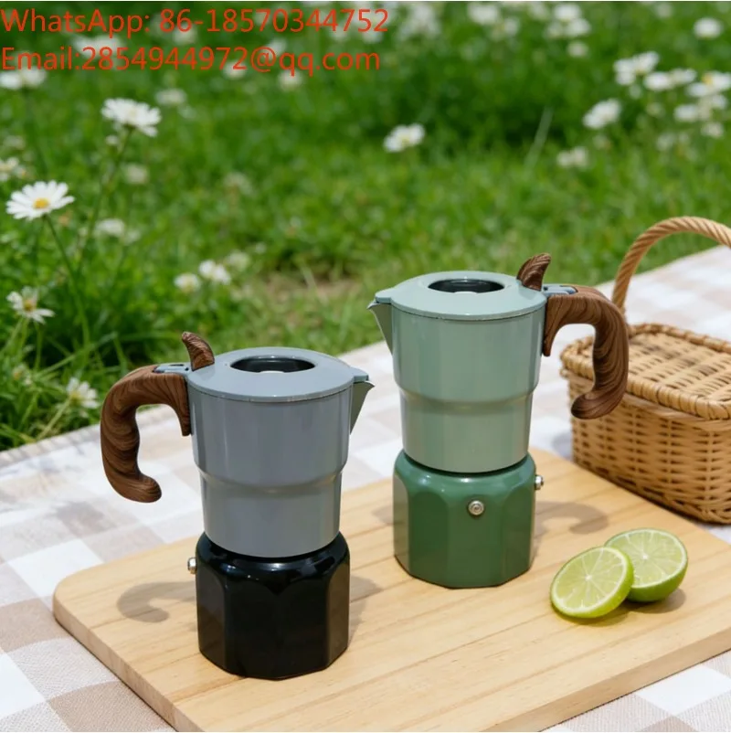 New Aluminum Mocha Pot Portable Cooking Pot European Household Mocha Pot 6 Cups 270ml