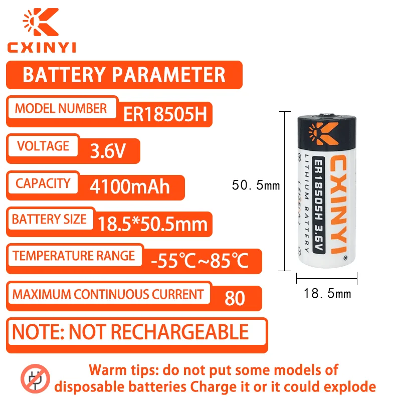 CXINYI ER18505H 3.6V lithium battery used for smart meter, gas meter, servo PLC locator, smoke alarm