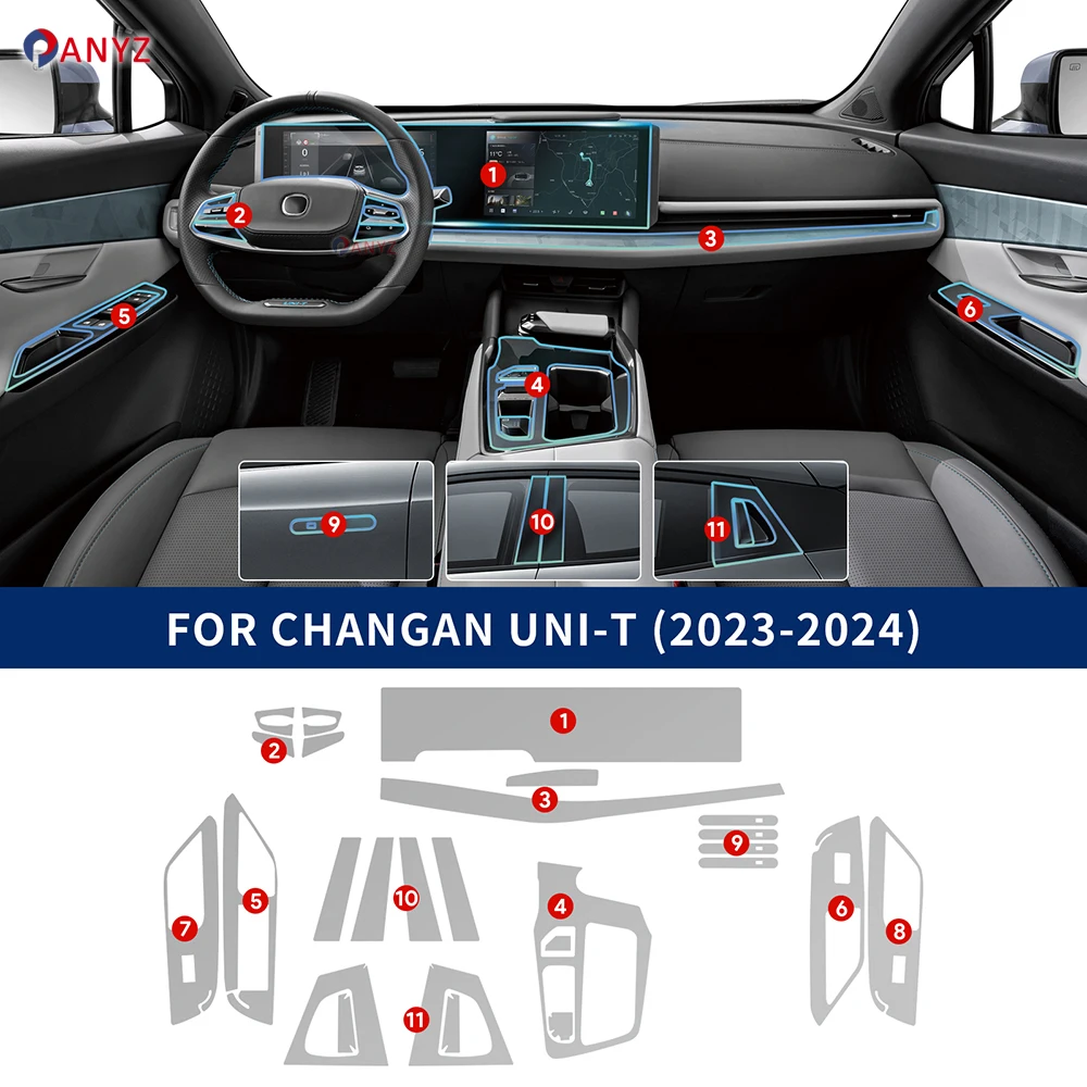 TPU for Changan UNI T UNI-T 2023 2024 Car Interior Film Dedicated Accessories Transparent  Screen Gearbox Protection Anti-scratc