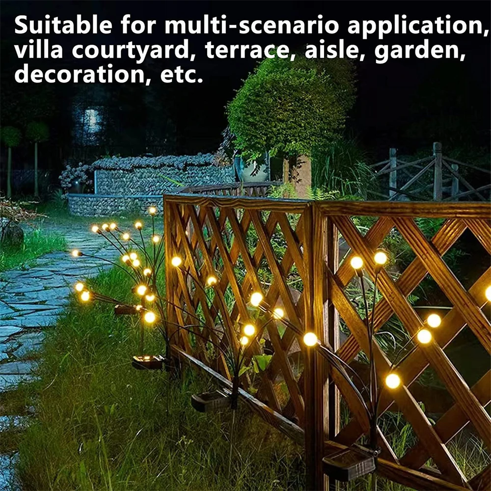 Imagem -05 - Outdoor Solar Garden Landscape Lights Swaying Firefly Lamp para Casamento Ano Novo Casa Pátio Gramado Path Decoração 8leds Pacote