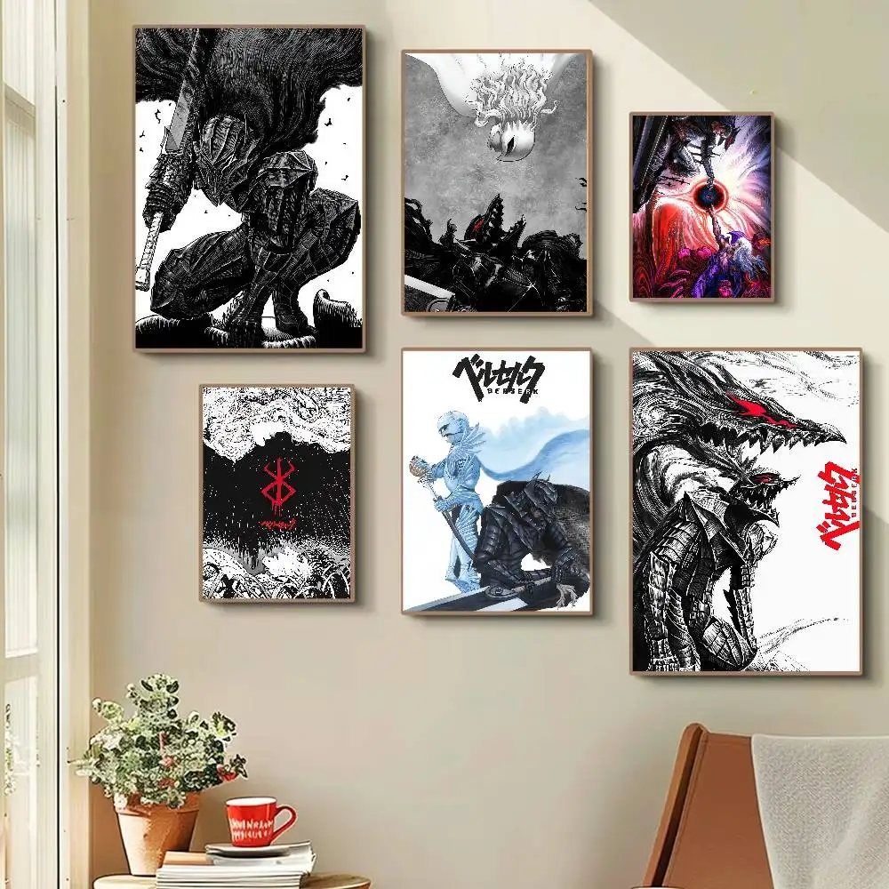 Anime Berserk Vintage Anime Poster Wall Art For Study Living Room Decor Unique Home Decoration Pictur