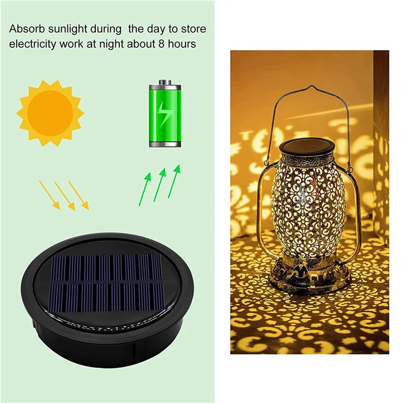 

6 Pack Big Solar Light Replacement Top For Outdoor Hanging Lanterns, More Powerful More Energy Efficient