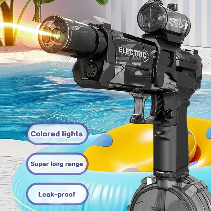 New Electric Water Gun With light Sprays Water Continuously High-pressure High-speed Powerful Ice Blast Water Automatic Gun Toys