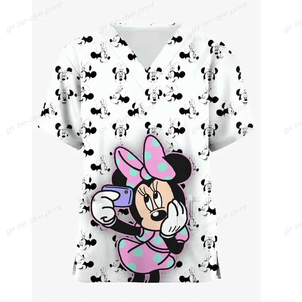 Disney-meninas Mickey Mouse 3D impresso camiseta de manga curta, roupas infantis, camiseta respirável, desenhos animados divertidos, casual