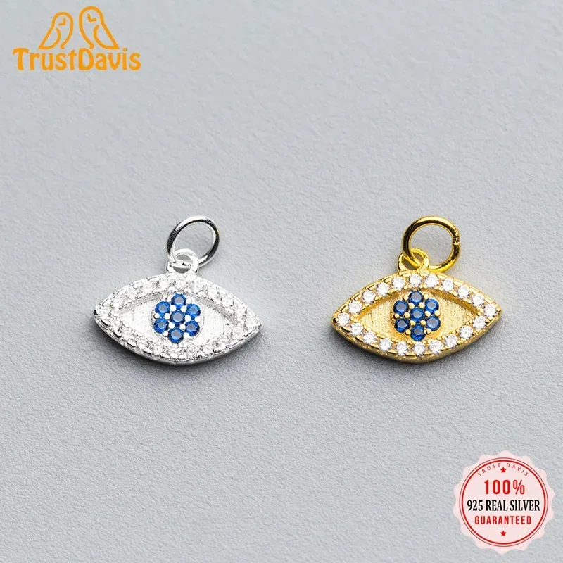 

TrustDavis Real 925 Sterling Silver Fashion Sweet Eye Dazzling CZ Charm Pendant Handmade DIY Accessories Fine Jewelry HY354