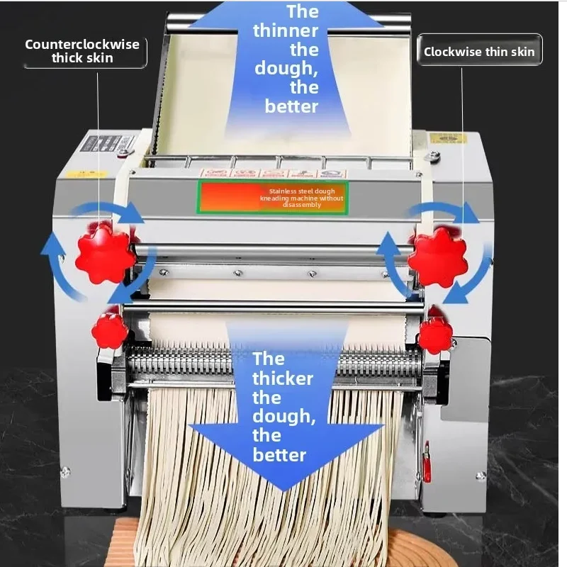 Commercial Automatic Noodle Machine Electric Pasta Maker 2-in-1 Thickness Adjustable 0.5-25mm Multi-functional Rolling Machine