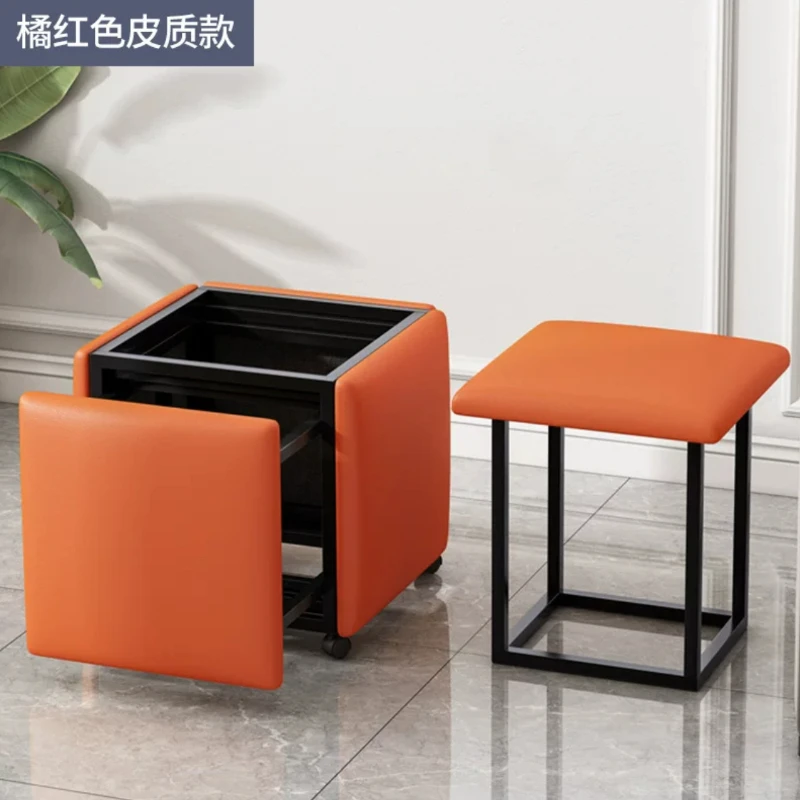 Promotional Rubik Cube Multi-Functional Metal Chair Household Combination Creative Variable Stool With Folding Storage Stool