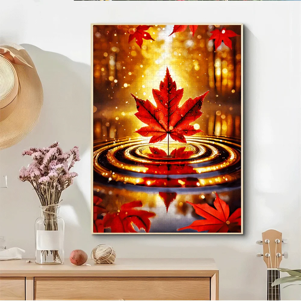 1000ピース 大型メープルリーフ＆リップルペーパー ジグソーパズル - 大人向けの挑戦的なDIYホームデコレーション脳トレゲーム、家族で楽しめるパズル