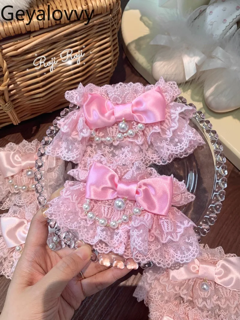 Roji Original Lolita สาวหวานแขนผู้หญิง Kawaii Bows Lolita น่ารักลูกไม้สีชมพูลูกปัดอุปกรณ์เสริมแขน