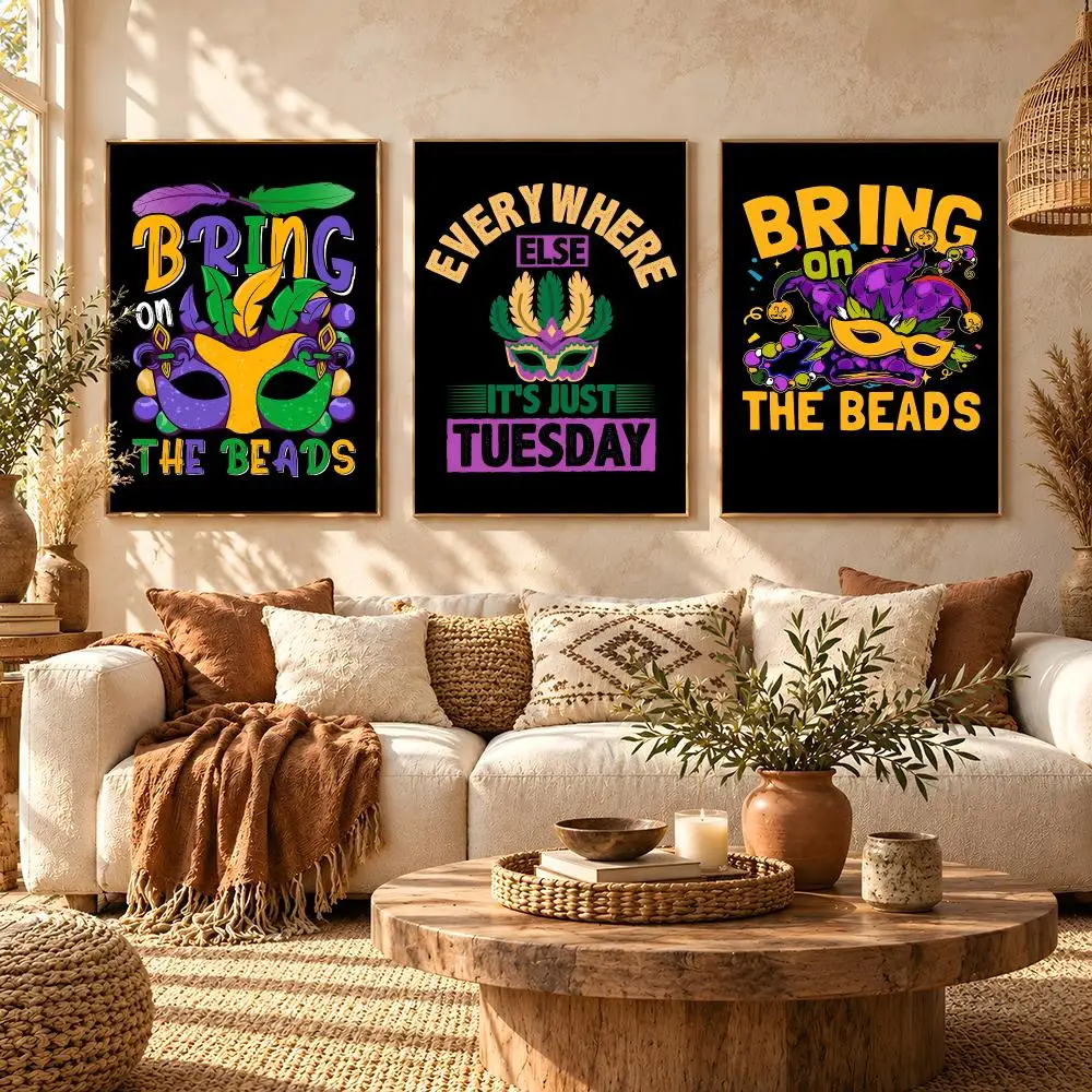 Mardi Gras Poster HD Home Wall Stickers House hallway Living Room Bedroom Bar Office Decor Art Prints